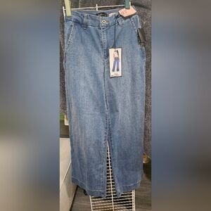 High Rise Wide Leg Denim Trousers